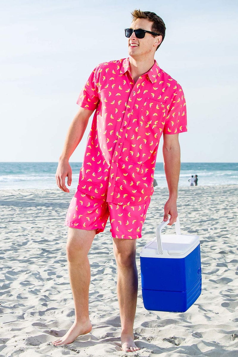 Tipsy Elves شورت سباحة كلاسيكي بطول 7 إنش للرجال من تيبسي إلفز باللون الوردي بحجم كبير - Image 5